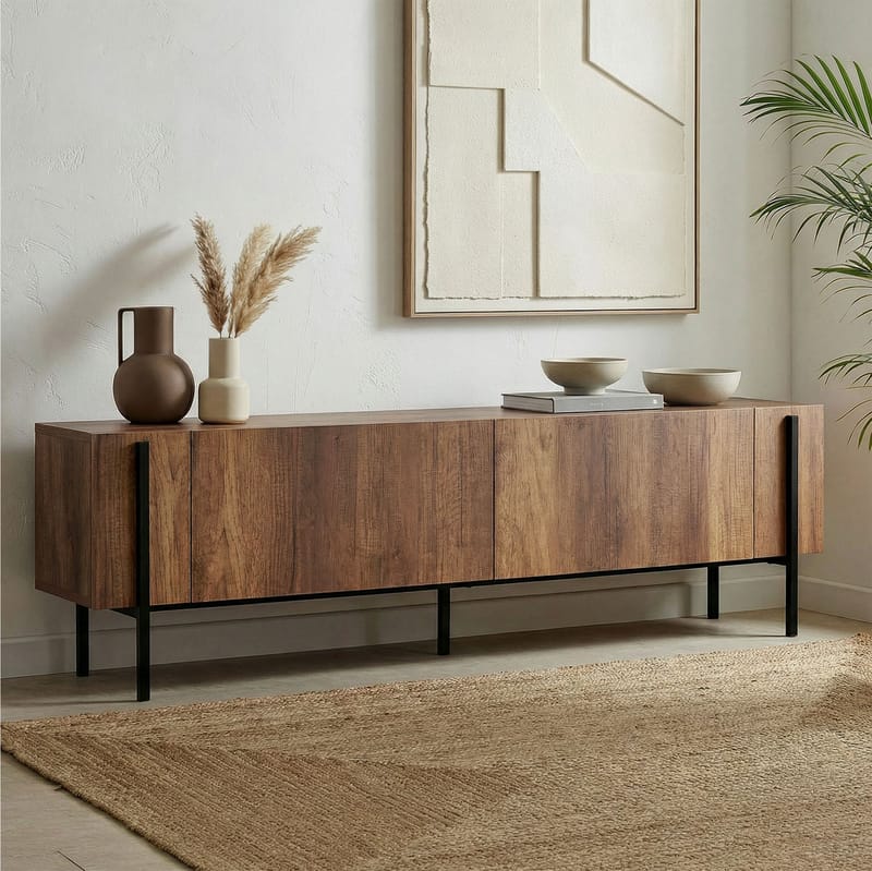 Nexus TV-bænk 180 cm - Barok valnød og sort - Møbler - TV borde & mediemøbler - Mediestativ & vægbeslag