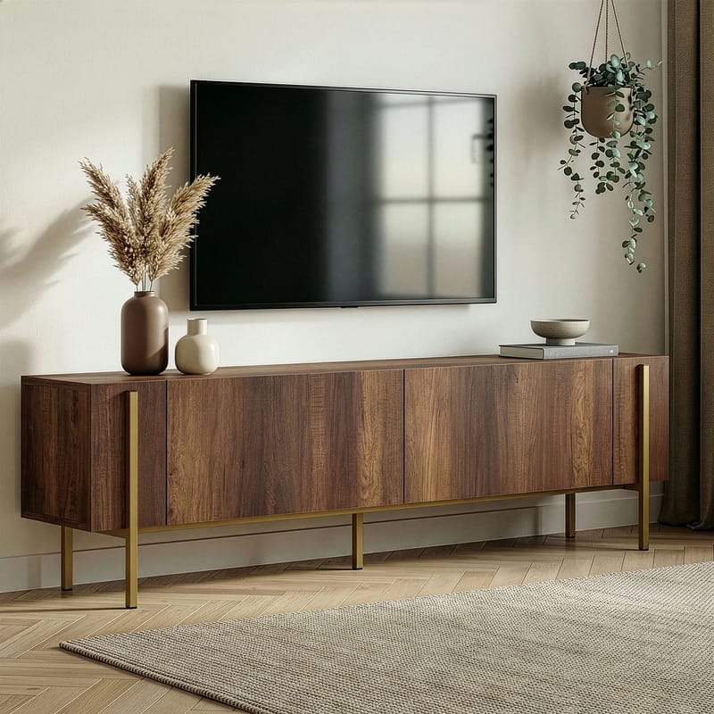 Nexus TV-bænk 180 cm - Barok Walnut Gold - Møbler - TV borde & mediemøbler - Mediestativ & vægbeslag