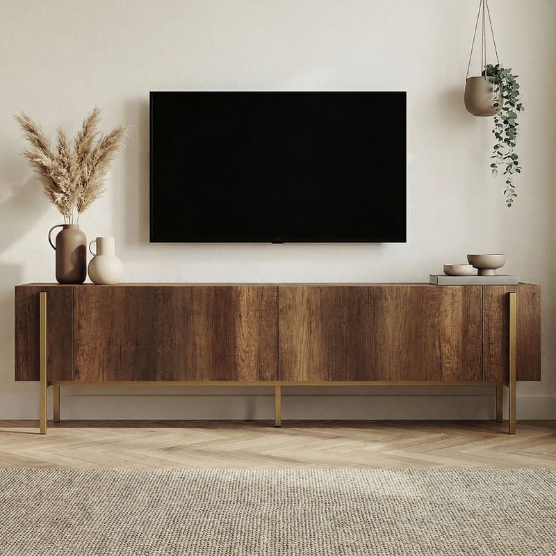 Nexus TV-bænk 180 cm - Barok Walnut Gold - Møbler - TV borde & mediemøbler - Mediestativ & vægbeslag