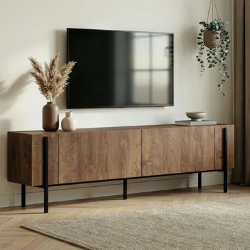 Nexus TV-bænk 180 cm - Kafkas Oak og Black - Møbler - TV borde & mediemøbler - TV-borde