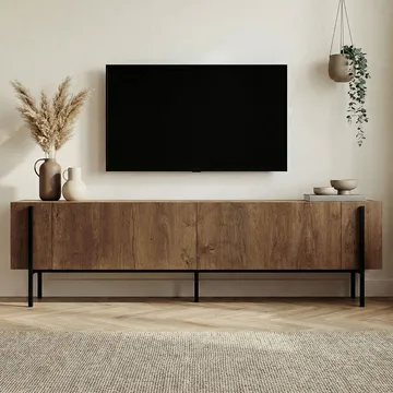 Nexus TV-bænk 180 cm - Kafkas Oak og Black - Møbler - TV borde & mediemøbler - TV-borde