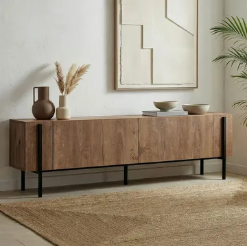 Nexus TV-bænk 180 cm - Kafkas Oak og Black - Møbler - TV borde & mediemøbler - TV-borde