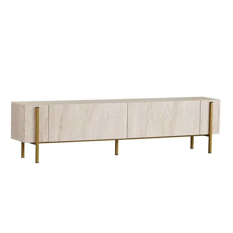 Nexus TV-bænk 180 cm, Travertin/guld