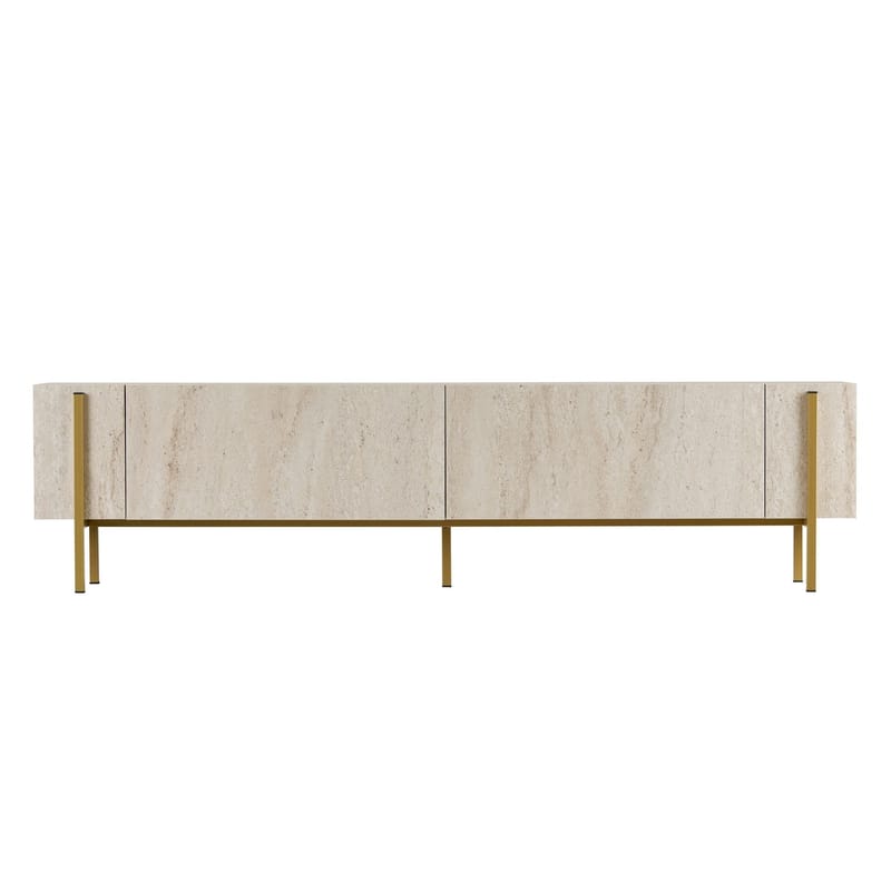 Nexus TV-bænk 180 cm - Travertin/guld - Møbler - TV borde & mediemøbler - TV-borde