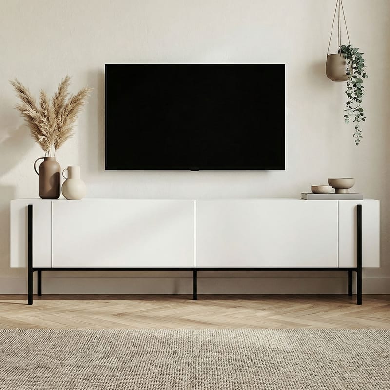 Nexus TV-bænk 180 cm - Wood Black og Black - Møbler - TV borde & mediemøbler - Mediestativ & vægbeslag