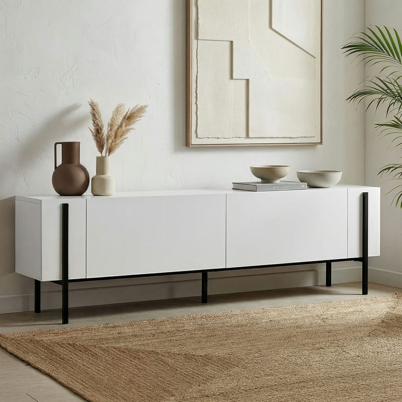 Nexus TV-bænk 180 cm - Wood Black og Black - Møbler - TV borde & mediemøbler - Mediestativ & vægbeslag