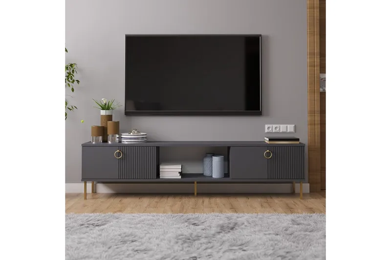 Neyra TV-bænk 180 cm - Antracit - Møbler - TV borde & mediemøbler - TV-borde