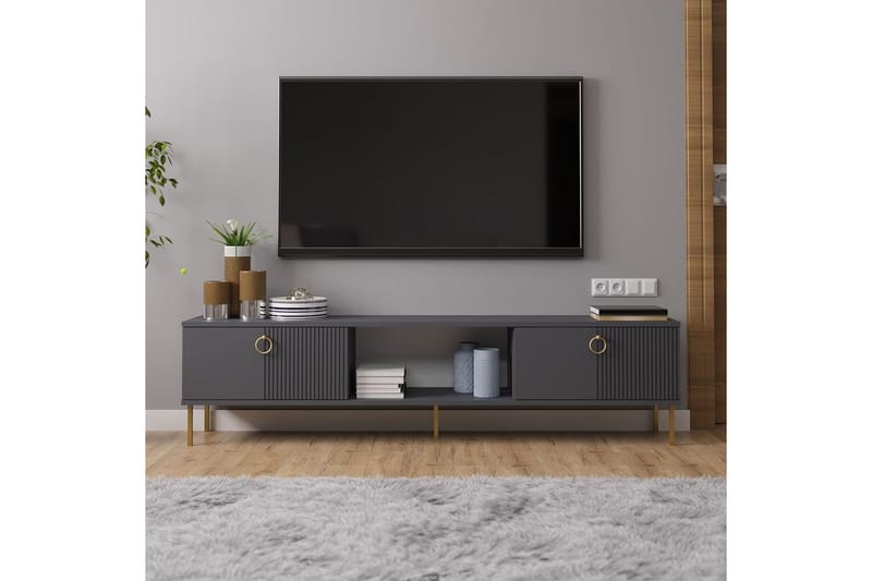 Neyra TV-bænk 180 cm - Antracit - Møbler - TV borde & mediemøbler - TV-borde