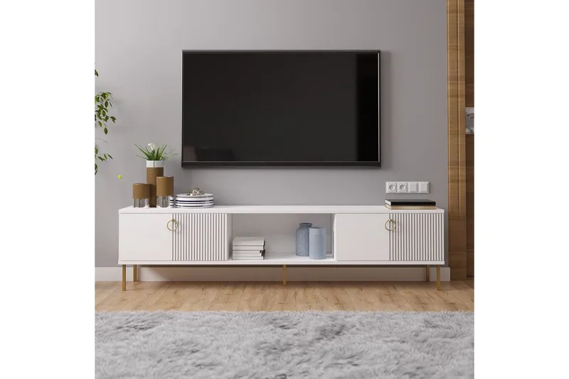 Neyra TV-bænk 180 cm - Hvid - Møbler - TV borde & mediemøbler - TV-borde