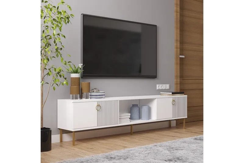 Neyra TV-bænk 180 cm - Hvid - Møbler - TV borde & mediemøbler - TV-borde