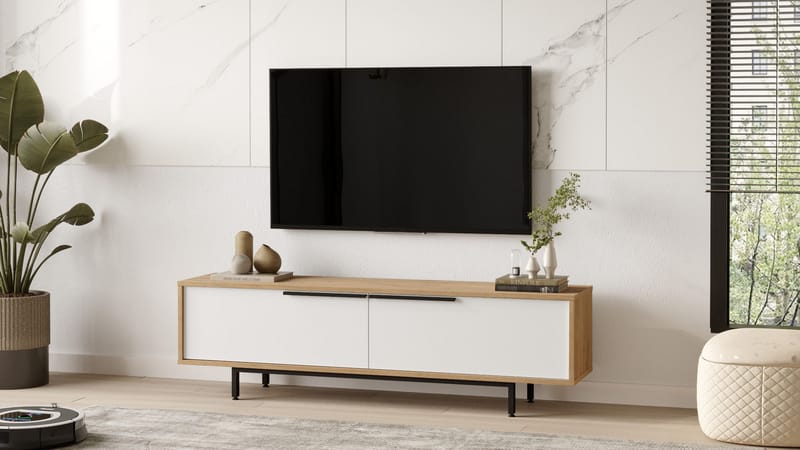 Nilena TV-bænk 160x45,1x35,5 cm - eg, hvid - Møbler - TV borde & mediemøbler - TV-borde