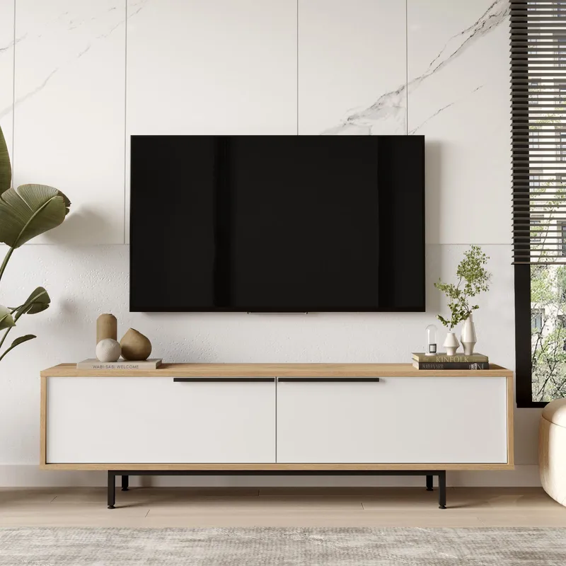 Nilena TV-bænk 160x45,1x35,5 cm - eg, hvid - Møbler - TV borde & mediemøbler - TV-borde