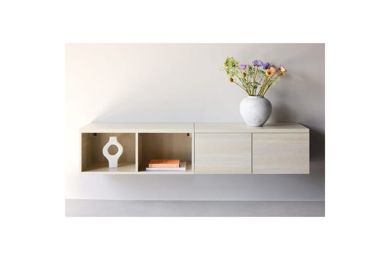 Nomi Vægophængt Tv-bord 180 cm med Opbevaring i Lyst Træ - Beige - Møbler - TV borde & mediemøbler - TV-borde