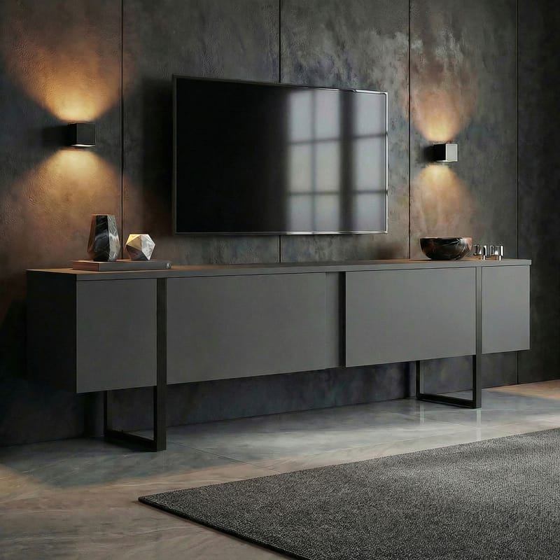 Nopira TV-bænk 180 cm - Antracit/Sort - Møbler - TV borde & mediemøbler - TV-borde