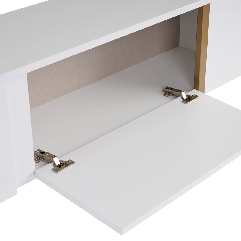 Nopira TV-bænk 180 cm - Hvid og guld - Møbler - TV borde & mediemøbler - Mediestativ & vægbeslag