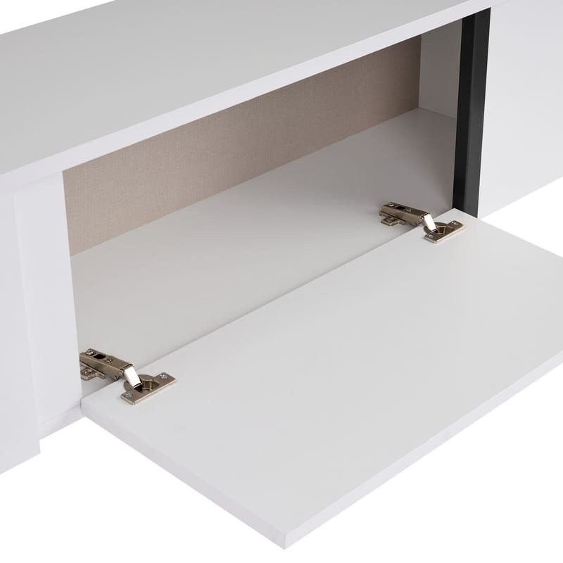 Nopira TV-bænk 180 cm - Hvid og sort - Møbler - TV borde & mediemøbler - Mediestativ & vægbeslag