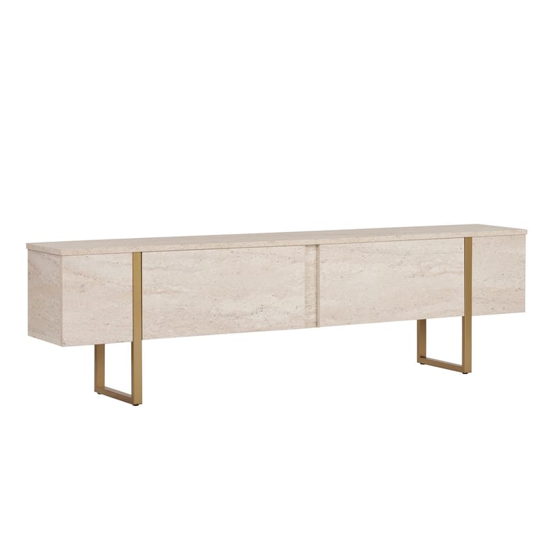 Nopira TV-bænk 180 cm - Travertin og guld - Møbler - TV borde & mediemøbler - Mediestativ & vægbeslag