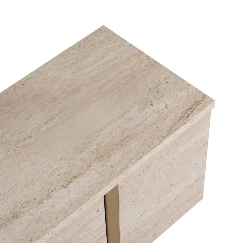 Nopira TV-bænk 180 cm - Travertin og guld - Møbler - TV borde & mediemøbler - Mediestativ & vægbeslag