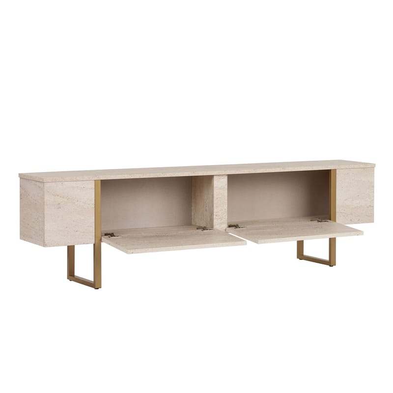 Nopira TV-bænk 180 cm - Travertin/guld - Møbler - TV borde & mediemøbler - TV-borde