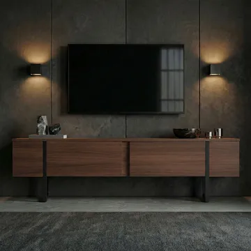 Nopira TV-bænk 180 cm - Valnød og sort - Møbler - TV borde & mediemøbler - TV-borde