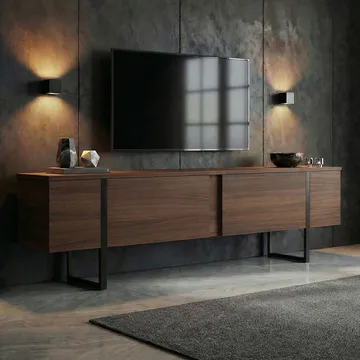 Nopira TV-bænk 180 cm - Valnød og sort - Møbler - TV borde & mediemøbler - TV-borde
