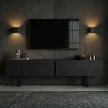 Nopira TV-bænk 180 cm - Wood Black og Black - Møbler - TV borde & mediemøbler - TV-borde
