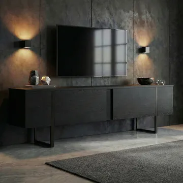 Nopira TV-bænk 180 cm - Wood Black og Black - Møbler - TV borde & mediemøbler - TV-borde