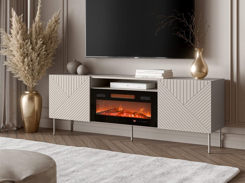Norrs Fritstående Tv-bord 191 cm med Opbevaring i Malet Træ - Beige - Møbler - TV borde & mediemøbler - TV-borde