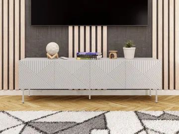 Norrs Gulvstående TV-bord 191 cm med Opbevaring i Malet Træ - Lysebeige - Møbler - TV borde & mediemøbler - TV-borde