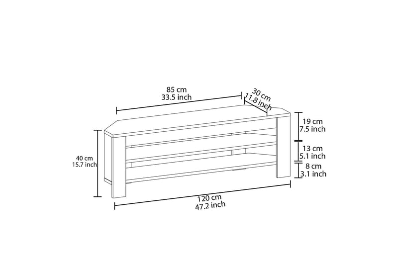 Oderzo TV-bord 120 cm - Grå - Møbler - TV borde & mediemøbler - TV-borde