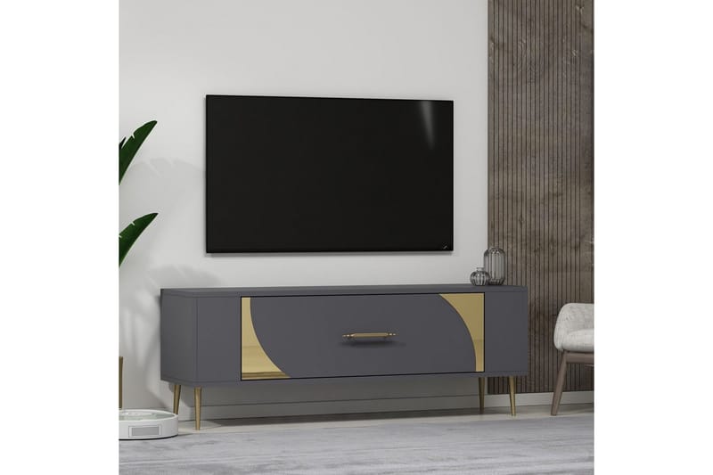 Olyra TV-bænk 120 cm - Antracit/Guld - Møbler - TV borde & mediemøbler - TV-borde