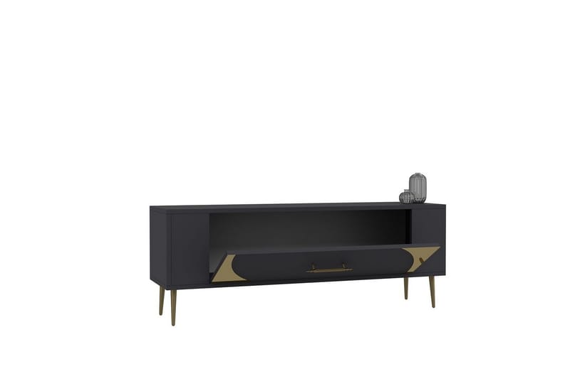 Olyra TV-bænk 120 cm - Antracit/Guld - Møbler - TV borde & mediemøbler - TV-borde