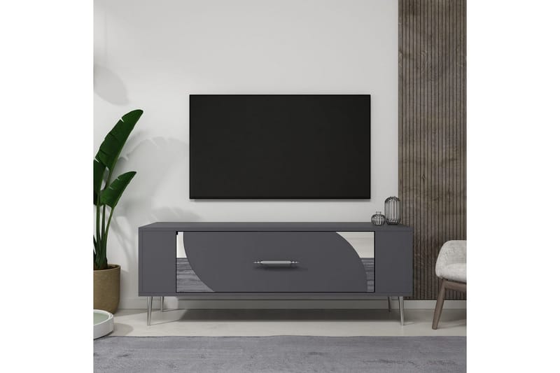 Olyra TV-bænk 120 cm - Antracit/Sølv - Møbler - TV borde & mediemøbler - TV-borde