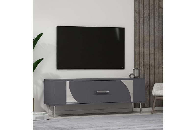 Olyra TV-bænk 120 cm - Antracit/Sølv - Møbler - TV borde & mediemøbler - TV-borde