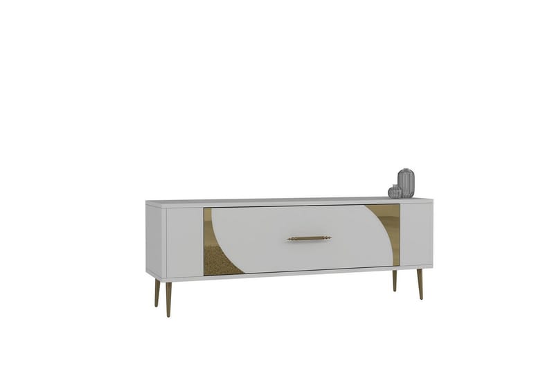 Olyra TV-bænk 120 cm - Hvid/Guld - Møbler - TV borde & mediemøbler - TV-borde
