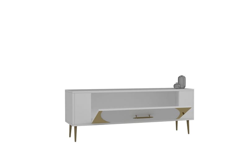 Olyra TV-bænk 120 cm - Hvid/Guld - Møbler - TV borde & mediemøbler - TV-borde