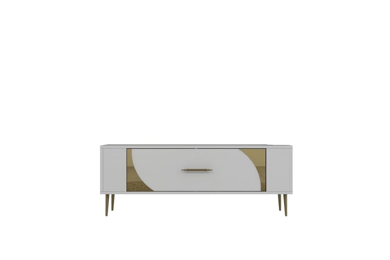 Olyra TV-bænk 120 cm - Hvid/Guld - Møbler - TV borde & mediemøbler - TV-borde
