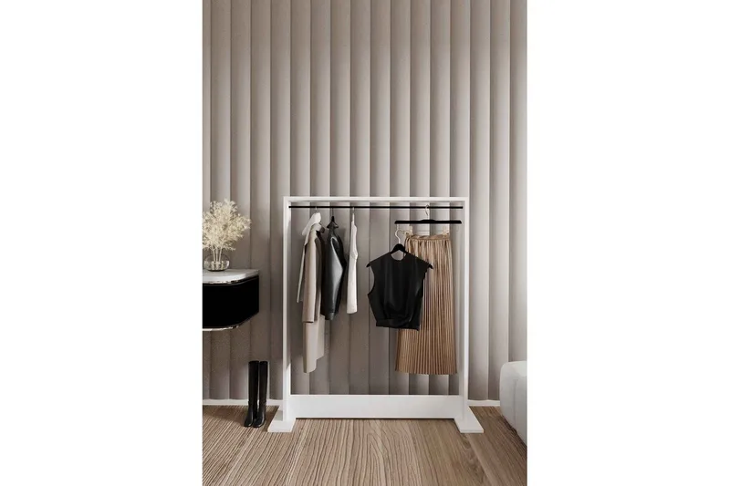 Olyric TV-hylde 124 cm - Hvid - Opbevaring - Tøjopbevaring - Knagerækker - Tøjstativ