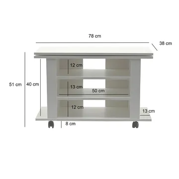Olyricon TV-bænk 78 cm med opbevaring, rullbar - Hvid og sort - Møbler - TV borde & mediemøbler - TV-borde