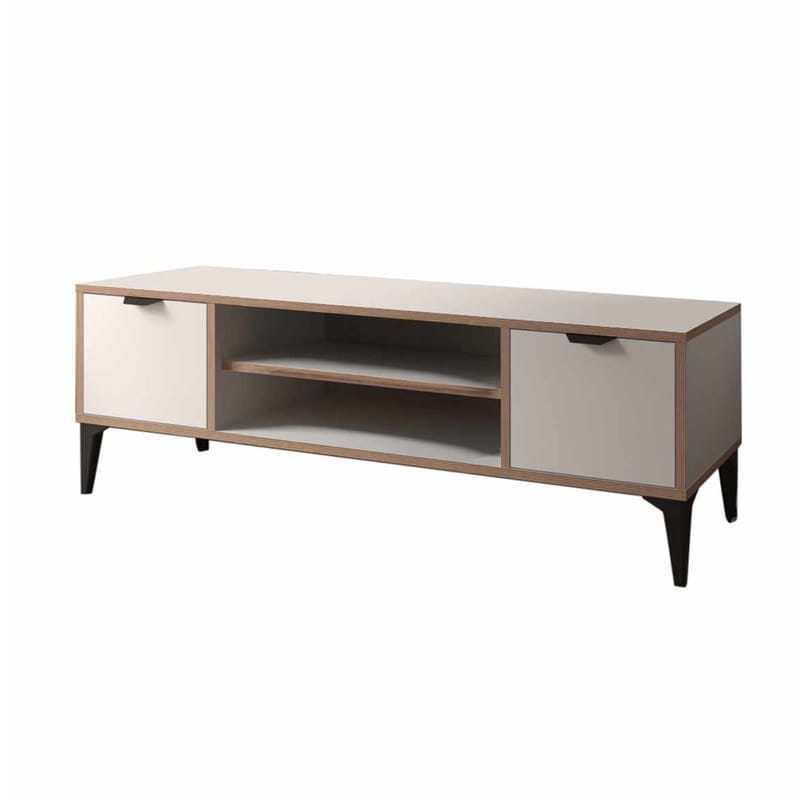 Olyros Tv-bord 140 cm med Opbevaring i Træ med Metalben - Hvid - Møbler - TV borde & mediemøbler - TV-borde