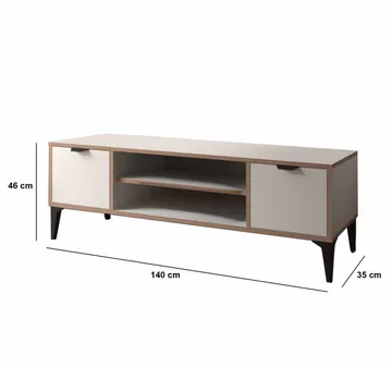 Olyros Tv-bord 140 cm med Opbevaring i Træ med Metalben - Hvid - Møbler - TV borde & mediemøbler - TV-borde