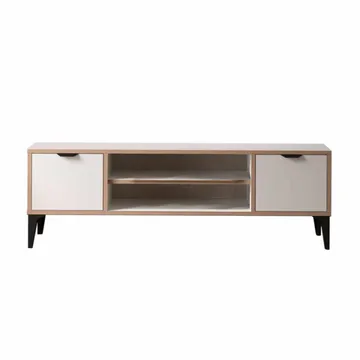 Olyros Tv-bord 140 cm med Opbevaring i Træ med Metalben - Hvid - Møbler - TV borde & mediemøbler - TV-borde
