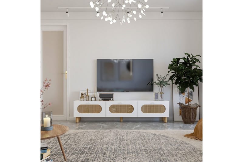 Ossin TV-bænk 180 cm - Hvid - Møbler - TV borde & mediemøbler - TV-borde