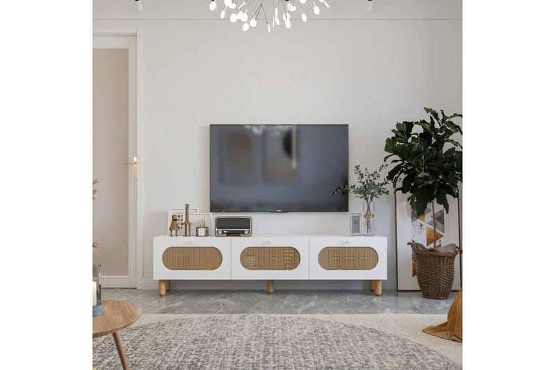 Ossin TV-bænk 180 cm - Hvid - Møbler - TV borde & mediemøbler - TV-borde