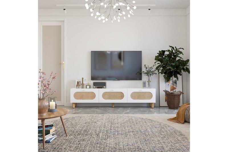 Ossin TV-bænk 180 cm - Hvid - Møbler - TV borde & mediemøbler - TV-borde