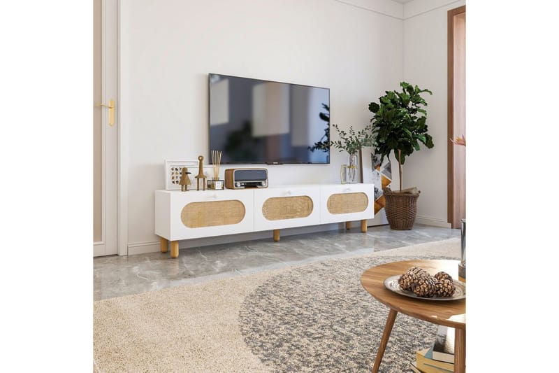 Ossin TV-bænk 180 cm - Hvid - Møbler - TV borde & mediemøbler - TV-borde