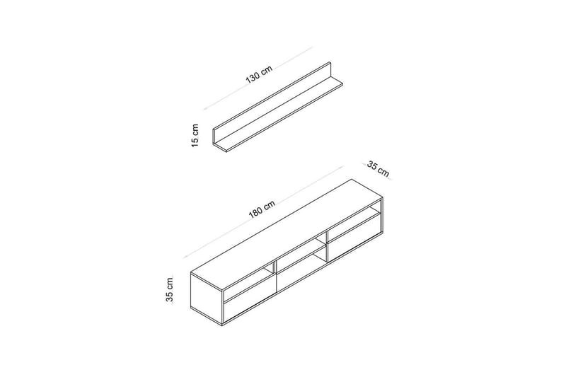 Palgrave TV-hylde 180 cm - Eg - Møbler - TV borde & mediemøbler - TV-reol
