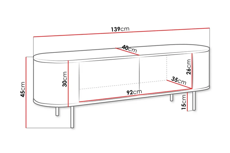 Pantego TV-bænk 139x40 cm - Brun - Møbler - TV borde & mediemøbler - TV-borde