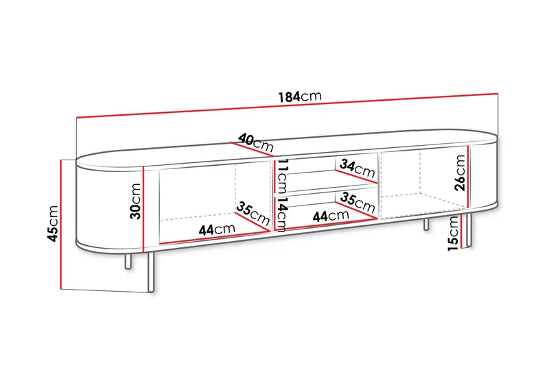 Pantego TV-bænk 184x40 cm - Brun - Møbler - TV borde & mediemøbler - TV-borde