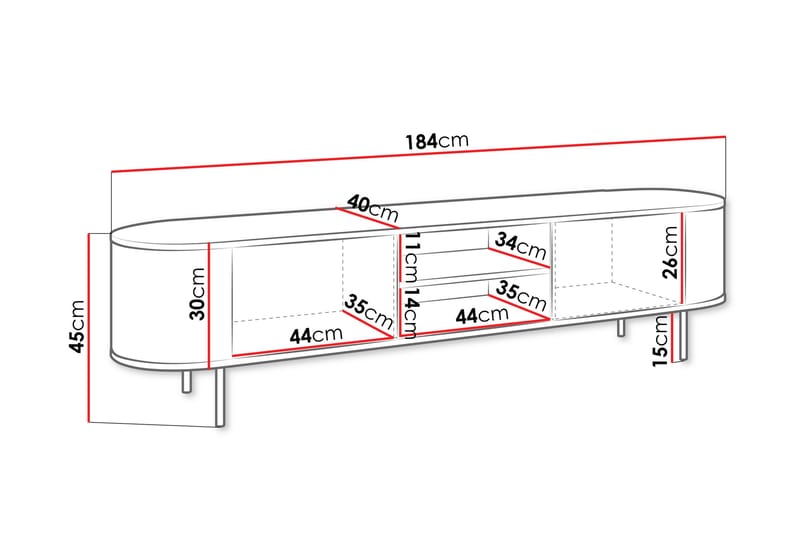 Pantego TV-bænk 184x40 cm - Hvid - Møbler - TV borde & mediemøbler - TV-borde